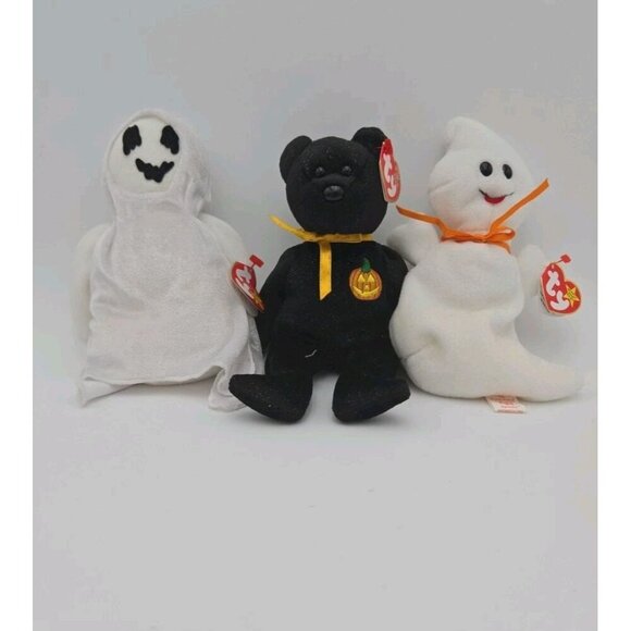 Ty Beanie Babies Halloween Lot Haunt Spooky and Sheets with Tags 1995 1999 2000 - Picture 1 of 16